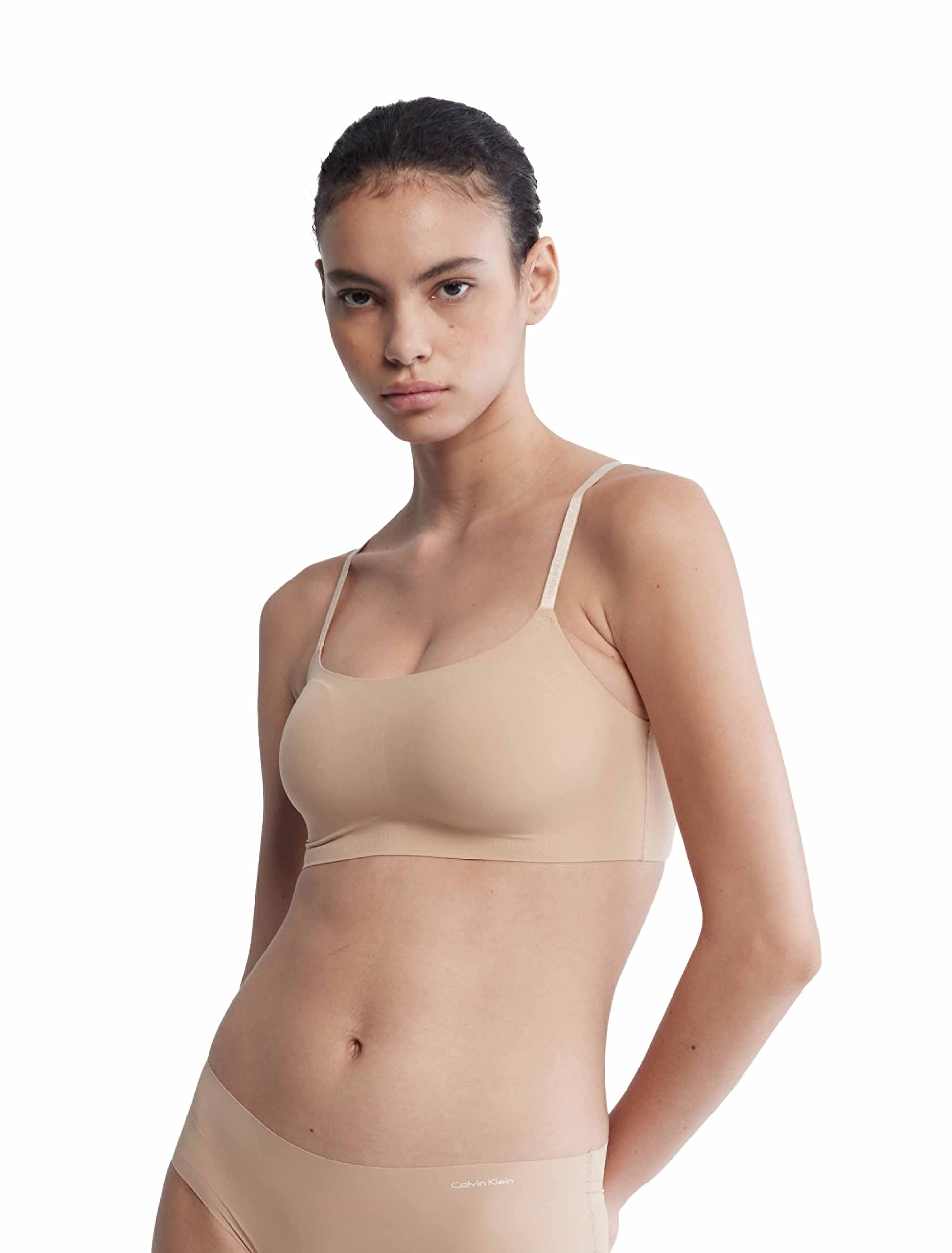 Calvin Klein Women's Invisibles Comfort Seamless Adjustable Skinny Strap Bralette Bra