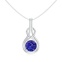 Natural Tanzanite Knot Infinity Solitaire Pendant Necklace for Women in Sterling Silver / 14K Solid Gold