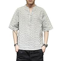 Chinese Style Linen T-Shirt for Men, Summer Cotton and Linen Men's Ice Silk Jersey T-Shirt