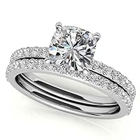 10K Solid White Gold Handmade Engagement Ring 1 CT Cushion Cut Moissanite Diamond Solitaire Wedding/Bridal Ring for Women/Her, for Her