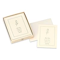 CR Gibson Box of 10 Sympathy Acknowledgment Note Cards, Silver Rose (CST-3914)