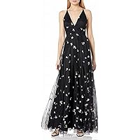 Jenny Yoo Women's Chelsea Starry Night Embroidered Metallic Long Tulle Gown