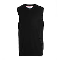 Tommy Hilfiger Boy's Sleeveless V-neck Sweater Vest, Kids School Uniform Clothes, Pullover