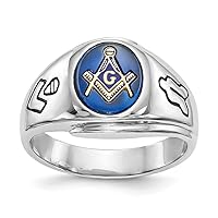 14k White Gold Solid Polished Closed back Not engraveable Mens Masonic Ring Size 10 Measures 1.05mm Thick Jewelry for Men