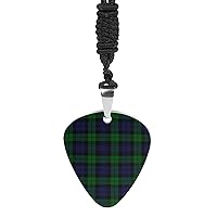 Black Watch Plaid Guitar Pick Necklace Jewelry Chains Gifts for Music Lovers Men Women