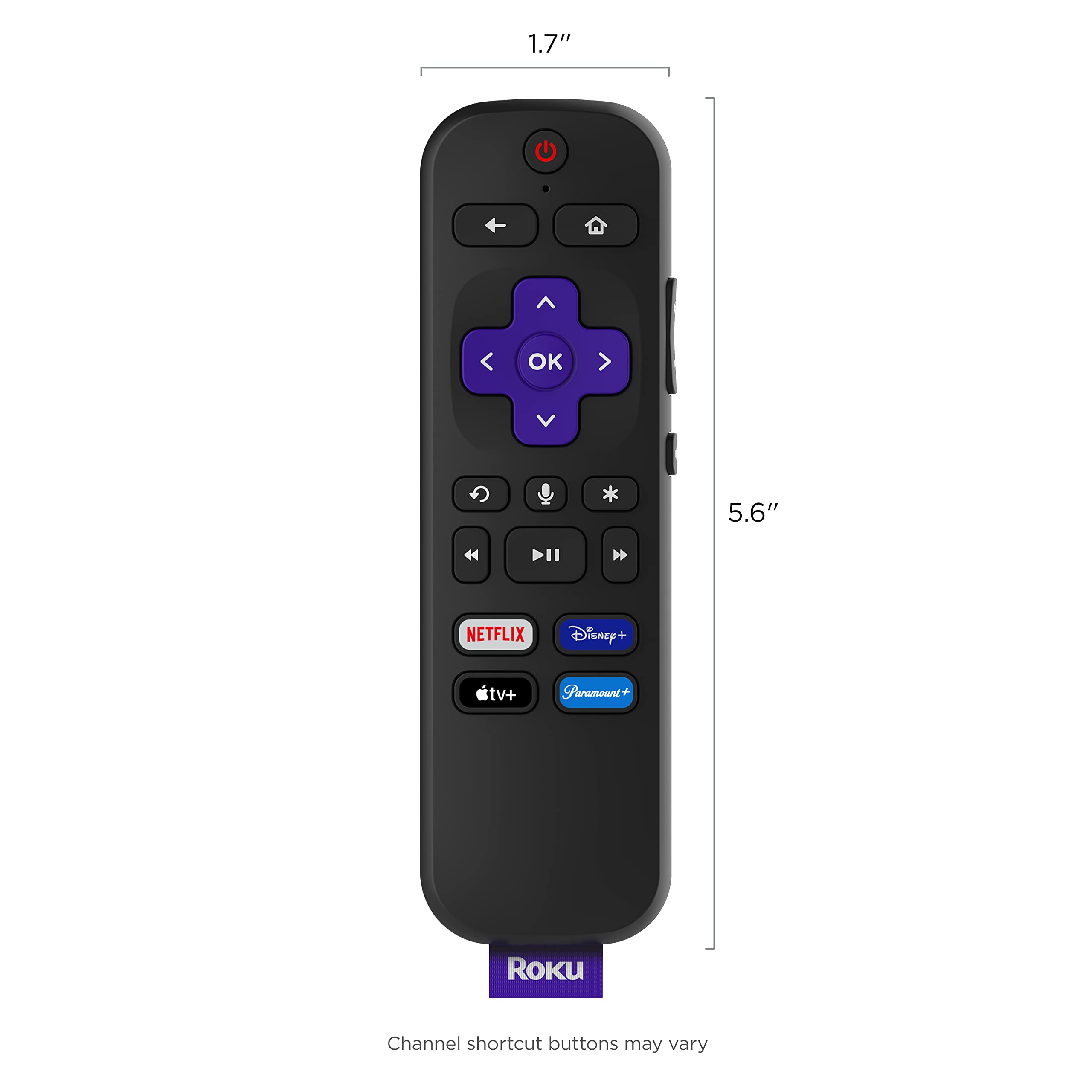 Roku Voice Remote (Official) for Roku Players, Roku TVs and Roku Audio, black