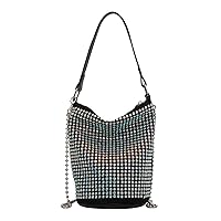 KUANG! Rhinestone Rivets Bucket Hobo Bag Chic Bling Evening Purse Women Suede Small Tote Handbag for Prom Party