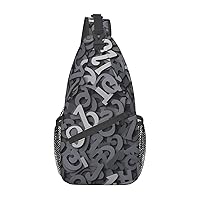 Sling Backpack Bag Numbers On A Gray Background Print Crossbody Chest Bag Adjustable Shoulder Bag Travel Hiking Daypack Unisex