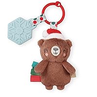 Itzy Ritzy Itzy Pal Infant Toy & Teether; Includes Lovey, Crinkle Sound, Textured Ribbons & Silicone Teether, Cocoa The Bear (TPL8479)