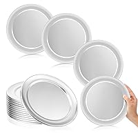 12 Pcs Pizza Pan Bulk Restaurant Aluminum Pizza Pan with Wide Rim Silver Round Pizza Pie Cake Plate Anti Rust Pizza Tray for Oven Baking Home Kitchen Easy to Clean (8 Inch)