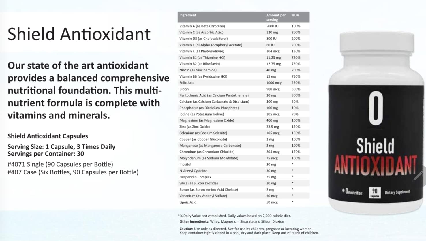 Omnitrition Shield Antioxidant Dietary Supplement, 90 Capsules