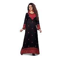 Women's Printed Kaftans Maxi Dress Multiple Colors & Designs Black