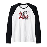 Betty Boop Valentine's Day Love Yourself Heart Pop Portrait Raglan Baseball Tee