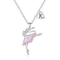 Vjoypro Dance Recital Gifts for Girls, Dance Necklace Ballerina Gifts for Girls Jewelry Initial A-Z Letter Ballet Pendant Birthday Gifts for Girls Daughter Niece