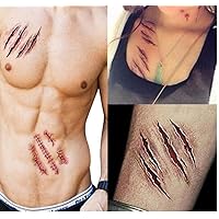 5 Pcs Halloween Zombie Scars Tattoos Fake Scab Blood Makeup Terror Body Sticker Scary Wound Injury Sticker