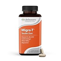 LifeSeasons - Migra-T - Migraine Prevention & Relief Supplement - Support for Severe Headaches - Reduces Light Sound & Odor Sensitivity - Feverfew, White Willow, Magnesium Ginger & CoQ10-60 Capsules