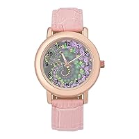 Psychedelic Vortex Mardi Gras Casual Watches for Women Classic Leather Strap Quartz Wrist Watch Ladies Gift