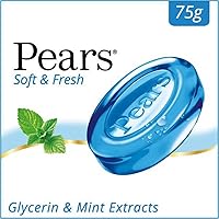 PEARS Soft & Fresh Soap - 98% Pure Glycerin & Mint Extracts - 75 g (Pack of 3)