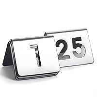 Tablecraft Table Number Stand Tents, 1-25 Display Pieces, Cut-Out Silvertone Metal Stainless Steel, Reusable, Waterproof, Restaurant, Weddings, Banquet, Reception 2.5 x 2
