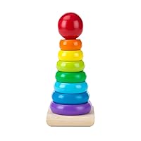 Rainbow Stacker Wooden Ring Educational Toy - Wooden Rainbow Stacking Rings Baby Toy, Stacker Toys For Infants And Toddlers
