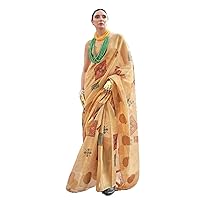 Woman Printed Zari Tissue Saree With Printed Zari Blouse & Blouse Muslim Sari 5688