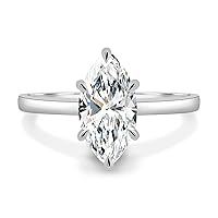 Nitya Jewels 2 CT Marquise Moissanite Engagement Ring 10K 14K 18K Solid Gold Moissanite Diamond Ring 925 Sterling Silver Solitaire Engagement Ring Wedding Rings, For Women