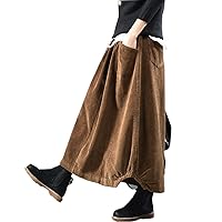 MedeShe Women's Classic High Elastic Waist Autumn Winter Midi Long Skirt