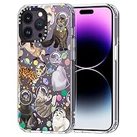 MOSNOVO for iPhone 14 Pro Max Case, [Buffertech 6.6 ft Drop Impact] [Anti Peel Off] Clear Shockproof TPU Protective Bumper Phone Cases Cover with Space Cat Design for iPhone 14 Pro Max