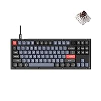 Keychron V3 Wired Custom Mechanical Keyboard Knob Version, TKL QMK/VIA Programmable Macro with Hot-swappable Keychron K Pro Brown Switch Compatible with Mac Windows Linux (Frosted Black-Translucent)