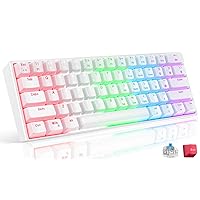 TECURS 60% Gaming Keyboard Mechanical Led Wired Keyboard Mini 61 Key Compact Gamer Keyboard Clicky with Blue Switch for Computer PC Laptop