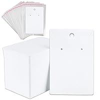 N / A 100 Pack Earring Cards, Necklace Display Cards, For Blank Earring Jewelry Display Cards for Ear Studs, 3.5 x 2.4 Inches (White)