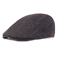 HNJKJEU Peaked Cap Men's Flat Cap Newsboy Cap Beret Cap Bat Hat for Spring Winter and Autumn Size 56 cm - 60 cm (Black), black
