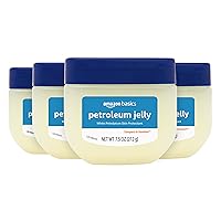 Amazon Basics Petroleum Jelly White Petrolatum Skin Protectant, Unscented, 7.5 Ounce, Pack of 4