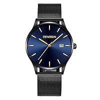 Men's Stainless Steel Mesh Bracelet Watch, Men's Date Calendar Waterproof Classic Quartz Watch Analogue Luxury Men's Watch Business Watches