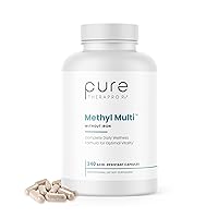 Methyl Multi Without Iron - 240 Vegan Capsules - Vitamins & Minerals + Methyl B12 & MethylFolate as Quatrefolic (5-MTHF), Ultra Pure Multivitamin & Multimineral Supplement Supports Energy & Vitality