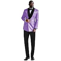 Men's Double Breasted Buttons Suit Two Pieces Tuxedos Jacquard Jacket+Pants