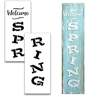 Welcome Spring Stencil by StudioR12 | Reusable 2 Part Mylar Template Paint Vertical Wood Sign | Craft Rustic Seasonal Porch Leaner | DIY Farmhouse Home Decor Gift - Garden - Grandmother | Select Size