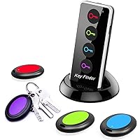 Reyke Key Finder, 80dB+ RF Item Locator Tags with 131ft. Working Range, Wireless Remote Finder Key Finder Locator for Finding Wallet Key Phone Glasses Pet Tracker, 1 RF Transmitter & 4 Receivers