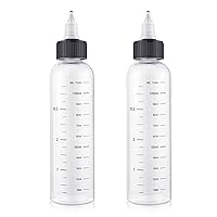 BESARME 2 Pack Applicator Bottle for Hair 4 Ounce Hair Oil Applicator Plastic Squeeze Bottle Root Hair Dye Bottle Twist-On Top Tip with Clear Graduated Scale