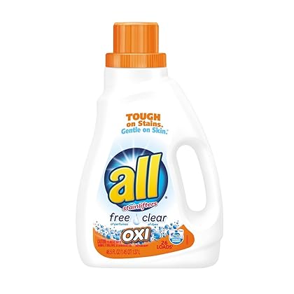 all Liquid Laundry Detergent with OXI Stain Removers and Whiteners, Free Clear, 46.5 Fluid Ounces, 26 Loads