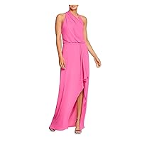 HALSTON Women's Asymmetric Draped Gown