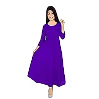 Women's Long Dress Indian Purple Color Tunic Party Wear Maxi Dress Plus Size