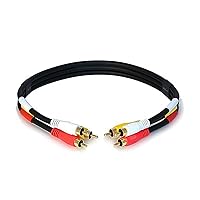 Monoprice Video Cable - 1.5 Feet - Black | Triple RCA Stereo Video Dubbing Composite Cable, Gold Plated Connectors