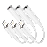 【3 Pack】 Headphone Adapter for iPhone,Lightning to 3.5mm Jack Adaptor Aux Audio Dongle Earphone Converter Headset Accessories Compatible with iPhone 13/12/11/XR/XS/Max/X/8/7 Support All iOS System