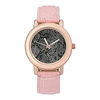 Black and Grey Snake Skin Pattern Classic Watches for Women Funny Graphic Pink Girls Watch Easy to Read
