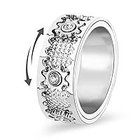 8mm Spinner Rings Gear Rings Spinning Wedding Rings for Relieve Anxiety Fidget Stress for Women Men Teens