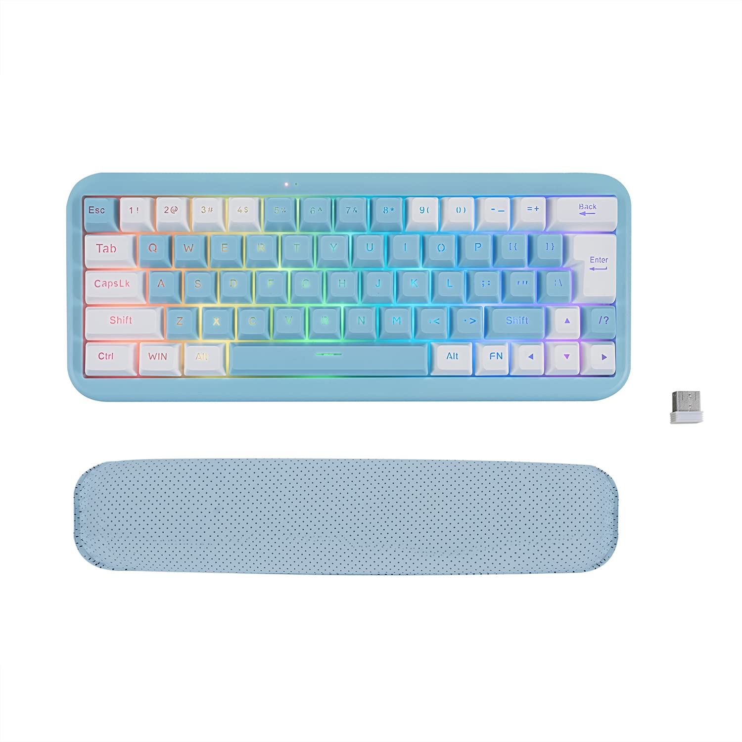 %60 Wireless Gaming Keyboard, Rechargeable 2000mAh 2.4G LED Backlit Wireless Keyboard, Ergonomic Keyboard with Mechanical Sensory Keys, for PC PS4 Xbox One Mac, Teclado Gamer (Blue)