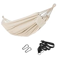 Double Hammock, 98.4 x 59.1 Inches, 660 lb Load Capacity, with Compression Bag, Mounting Straps, Carabiners, for Terrace, Balcony, Garden, Outdoor, Camping, Beige UGDC15M