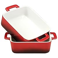 Ceramic Baking Dish with Handles 15.9 Oz For Casserole, Lasagna, Gratin, Broiling, Roasting, and Baking, Extra Deep - Porcelain Serving Bakeware from Oven to Table Freezer Safe