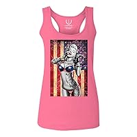 Marilyn Monroe Patriotic 4th of July American Flag Cool Graphic Hipster USA Stripes Summer Women's Tank Top Racerback